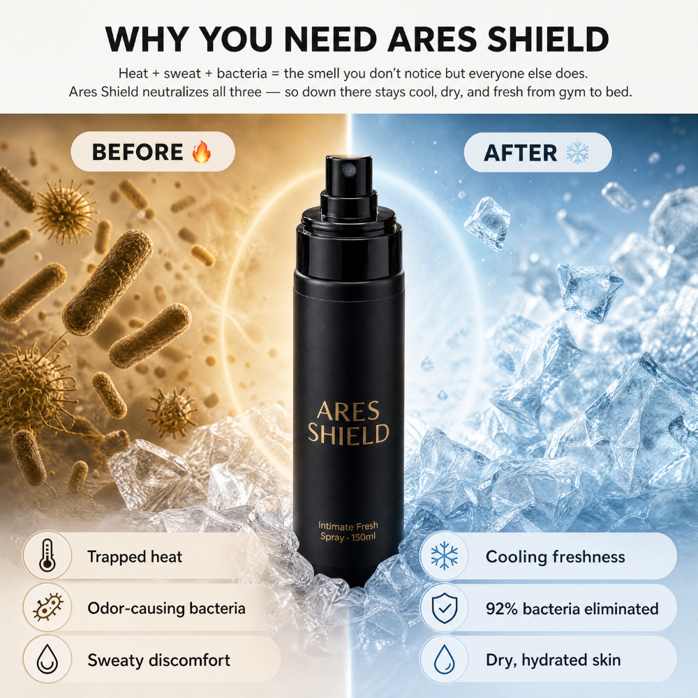 ARES Shield – antibakterielles Intim-Schutzspray für Männer
