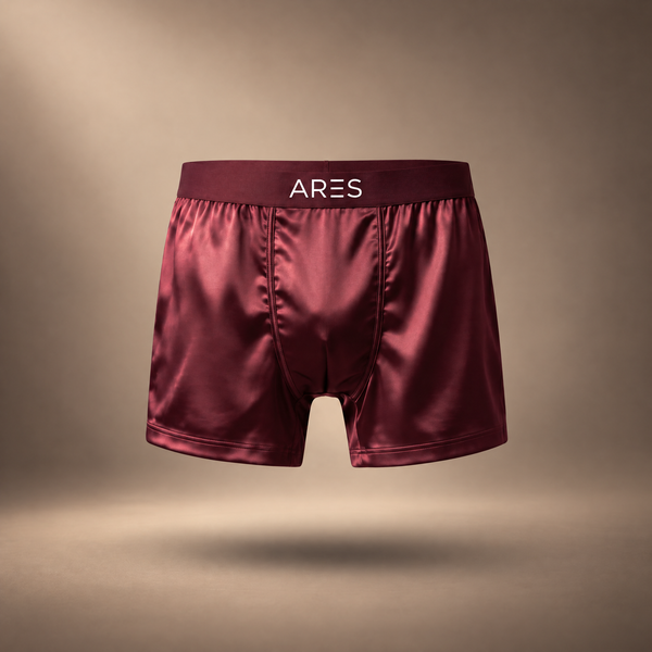 ARES Seidenboxer | Ganztägiger Komfort (Burgunderrote Edition)