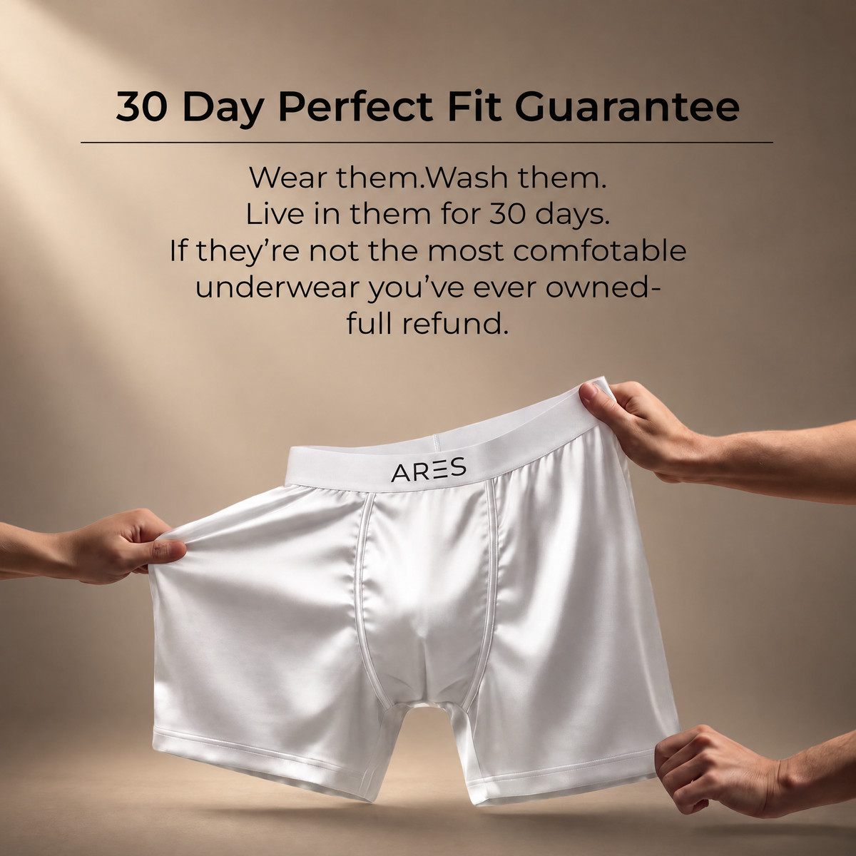 Ares Seiden-Boxershorts | Ganztägiger Komfort (Weiße Edition)