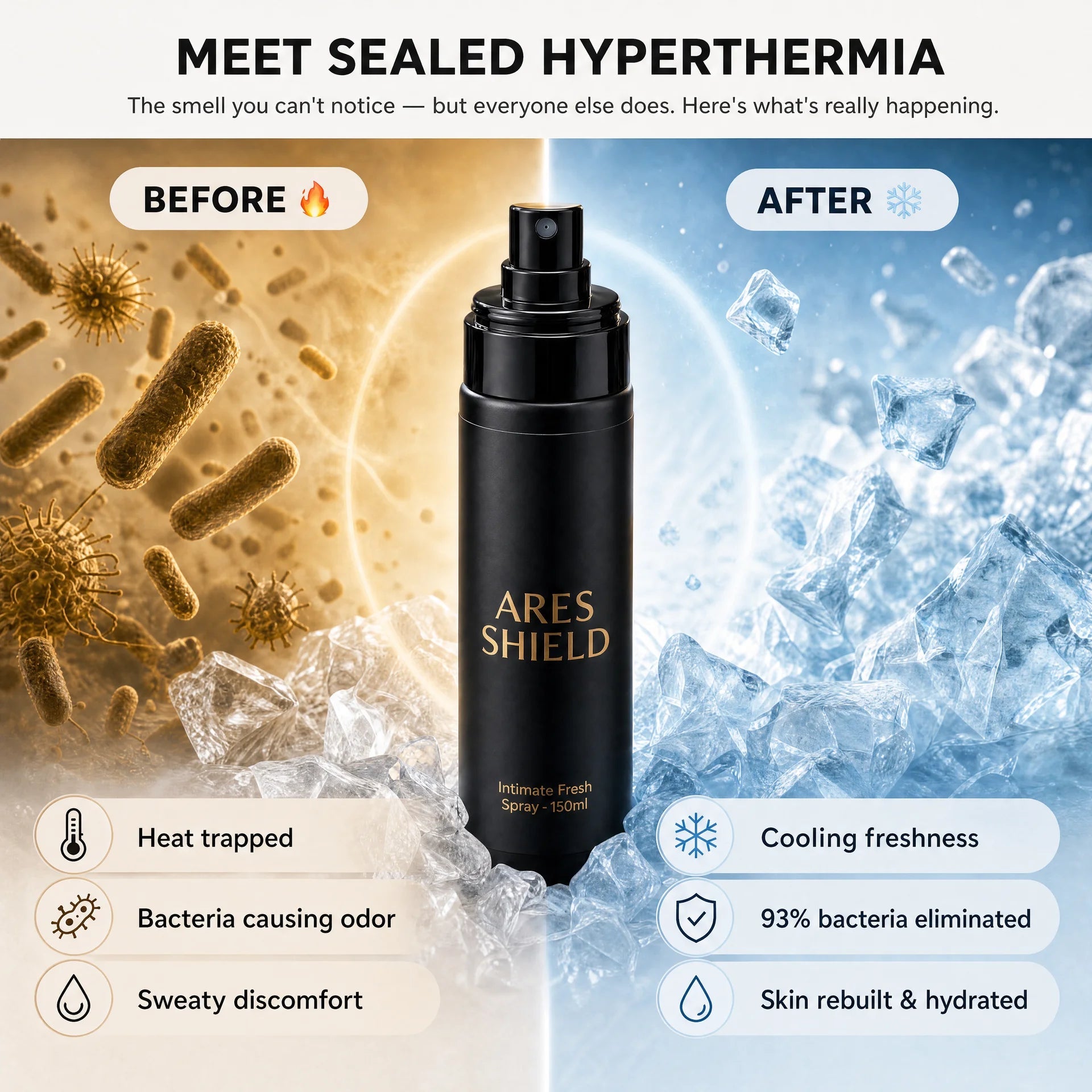 ARES Shield – antibakterielles Intim-Schutzspray für Männer