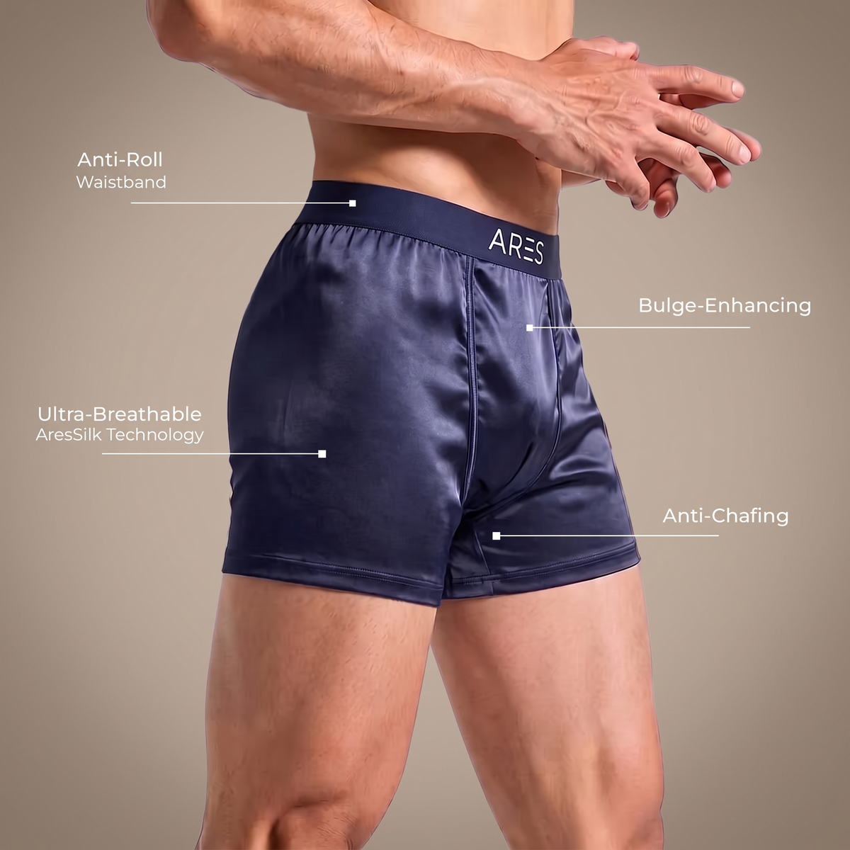 Ares Seidenboxershorts | Ganztägiger Komfort (Neue Farben)